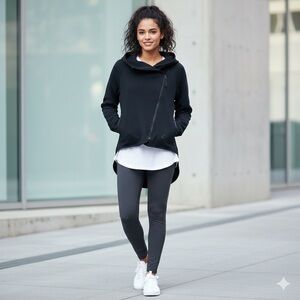 Nike Womens Black Tech Fleece Cape Full Zip Hooded Jacket Small